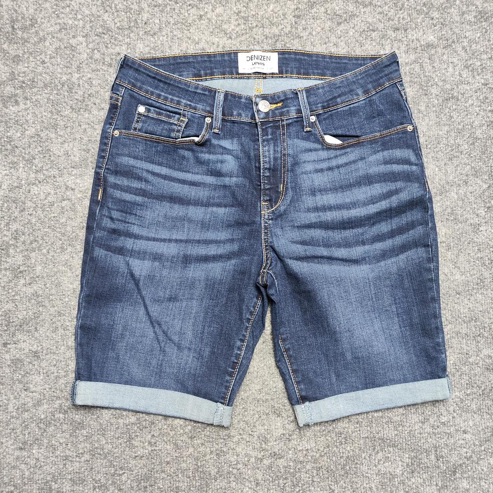 Denizen Levis Bermuda Shorts Womens 10 Blue Denim Cuffed Mid Rise Stretch Casual